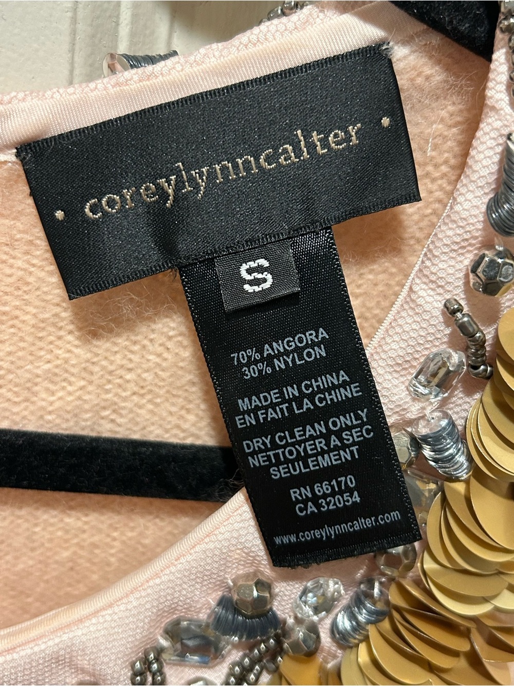 Anthropologie Corey Lynn Calter Angora Peter Pan Paillettes Collar Sweater , S - Picture 7 of 9